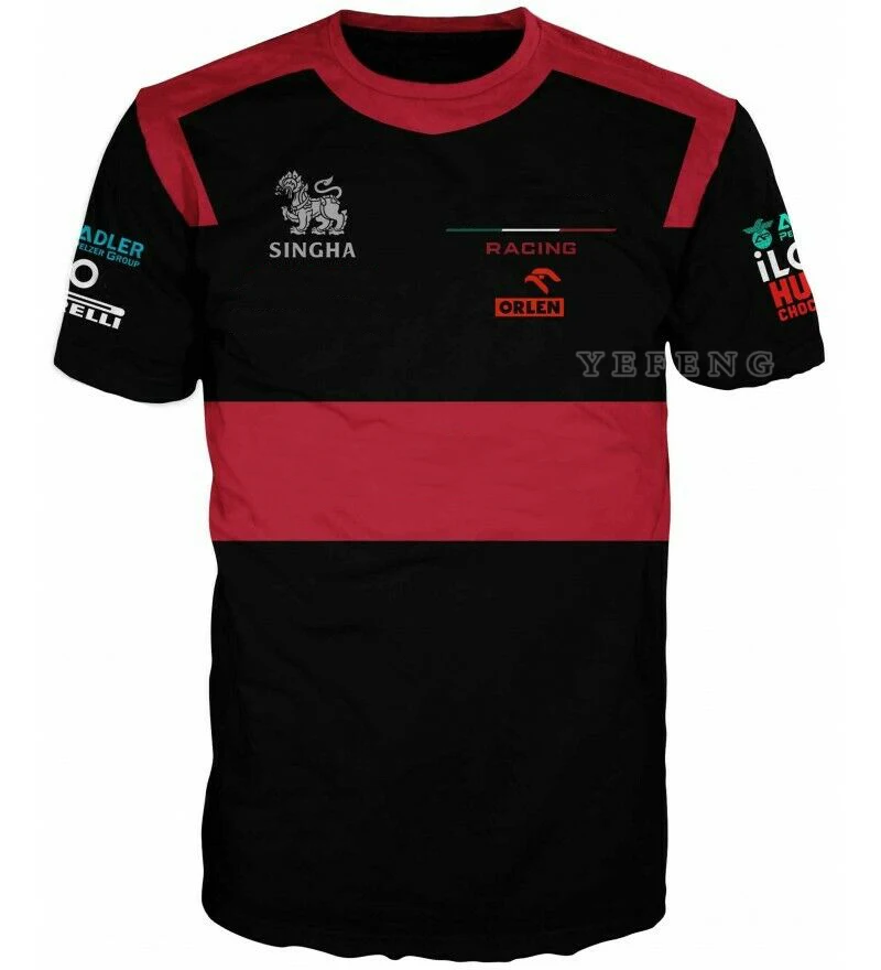 

Free Shipping 2021 Motorsport F1 Team Black Red Quick dry T-Shirt Car Fan Short Sleeve Jerseys