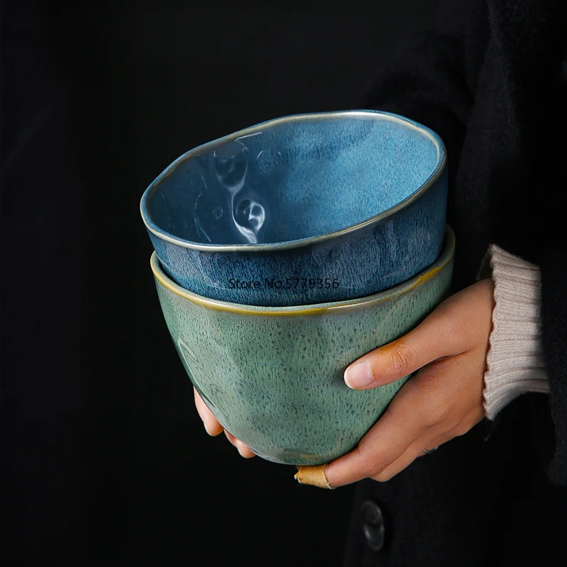 

1PCS Ceramic Tableware Malachite Green Fruit Salad Bowl Irregular Soup Noodle Bowl Instant Noodle Bowl