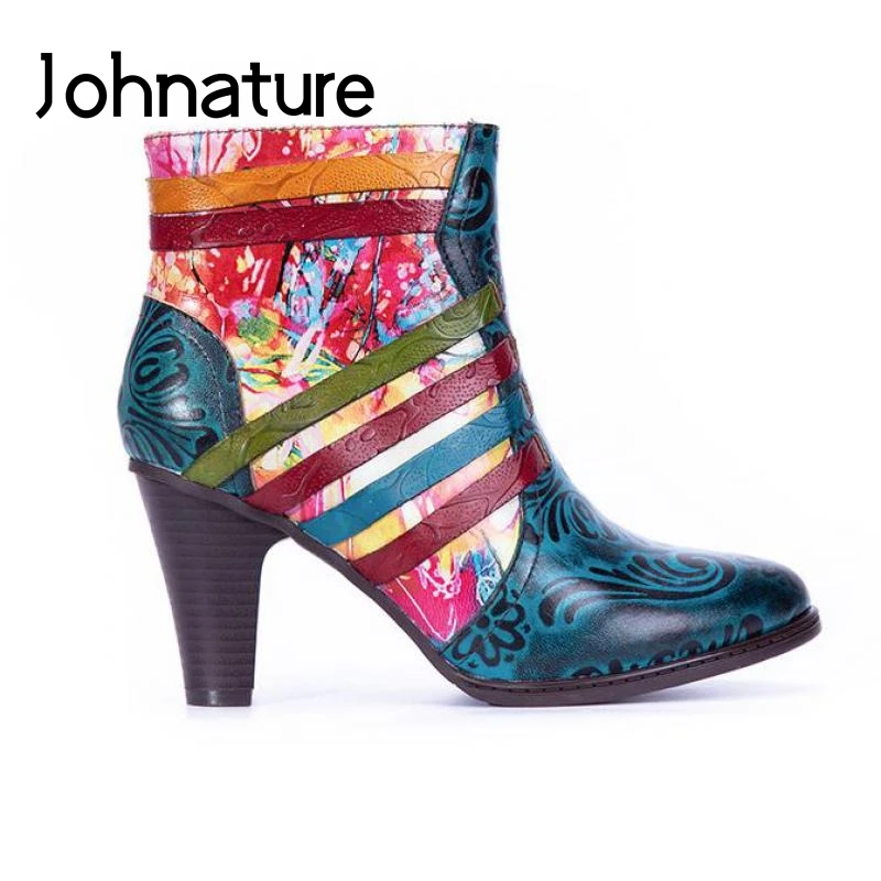 Johnature/ботинки на платформе из натуральной кожи Новинка 2020 года зимняя женская