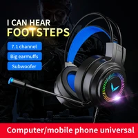 g60 gaming headset 7 1 stereo svirtual surround bass earphone headphone with mic led light for computer pc gamer foldable