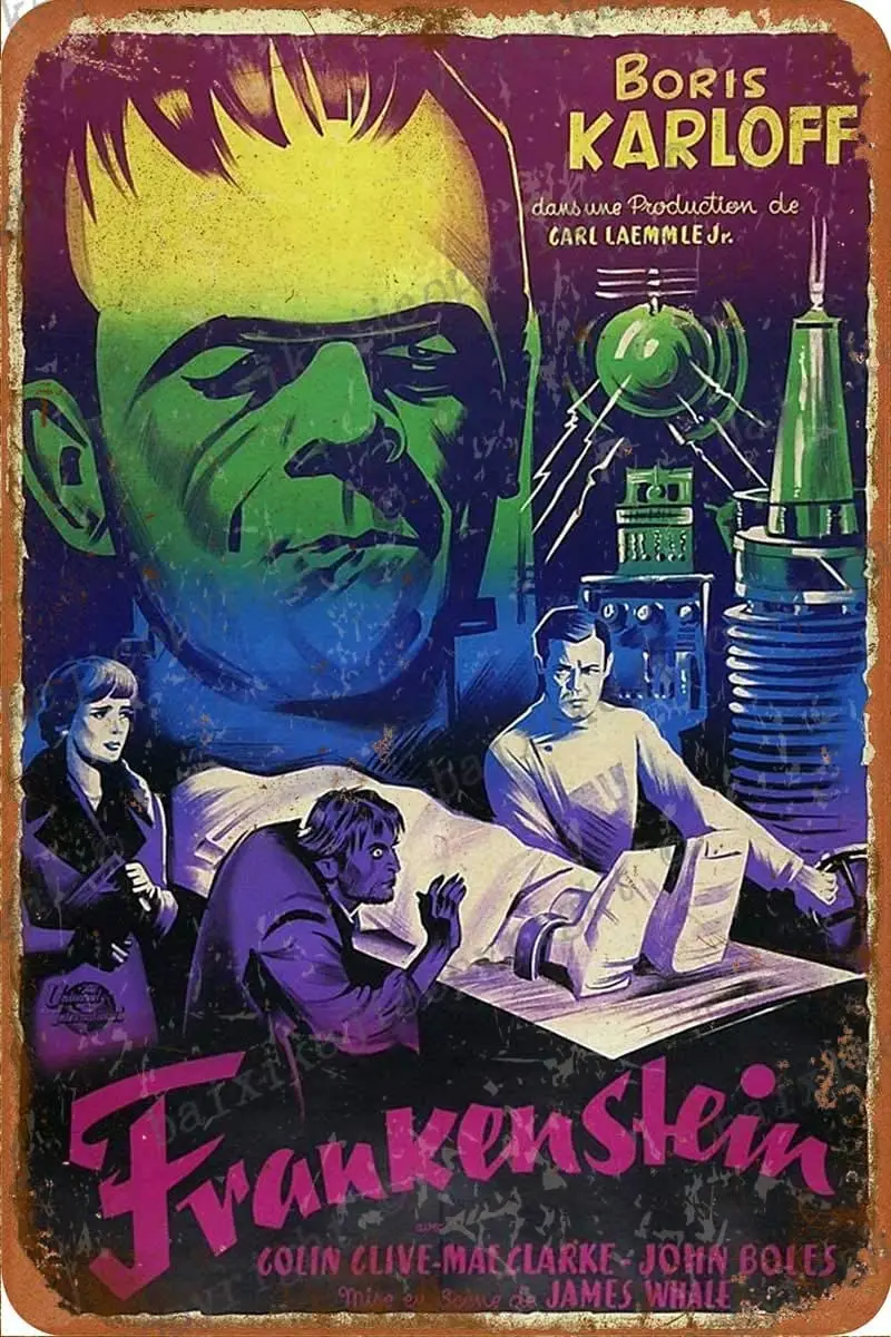 

Frankenstein Movie Boris Karloff poster Tin Sign Vintage Metal Sign Poster Home Wall Decor Cafe Bar Pub Club Gift