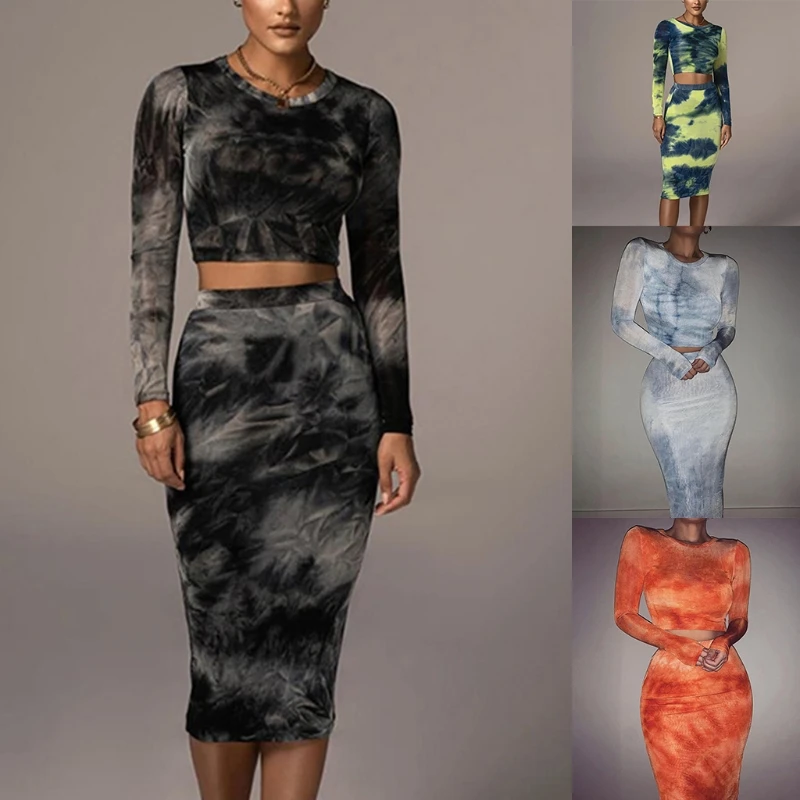 Женский комплект из 2 предметов пуловер с длинным рукавом и О-образным вырезом