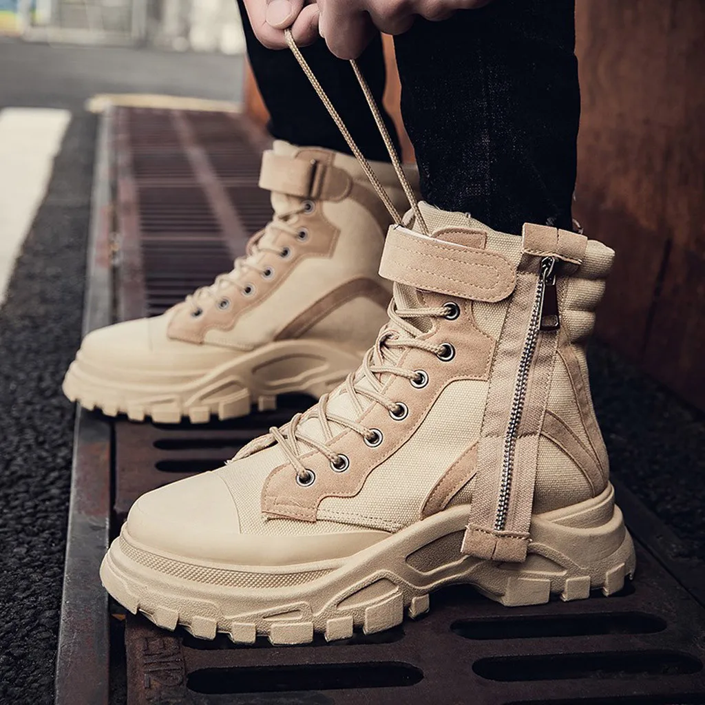Крутые мужские модные уличные ботинки для работы в стиле ретро Простые Красивые