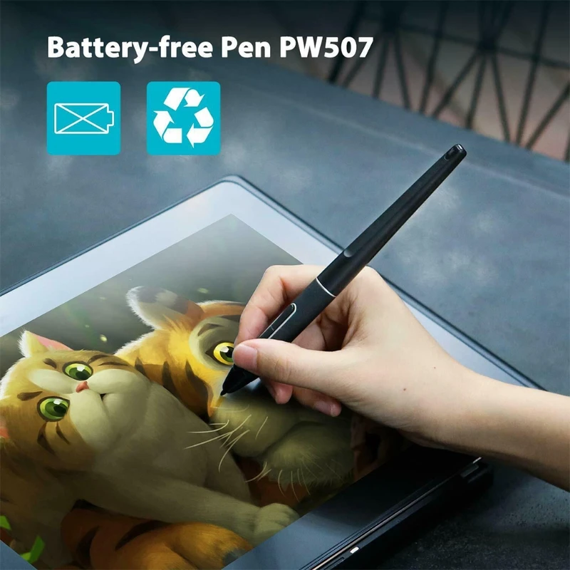 

New Battery-Free Stylus Pen With Two Express Keys PW507 For-HUION Digital Graphics Tablets Kamvas Pro 12 / 13 / 16 / 20