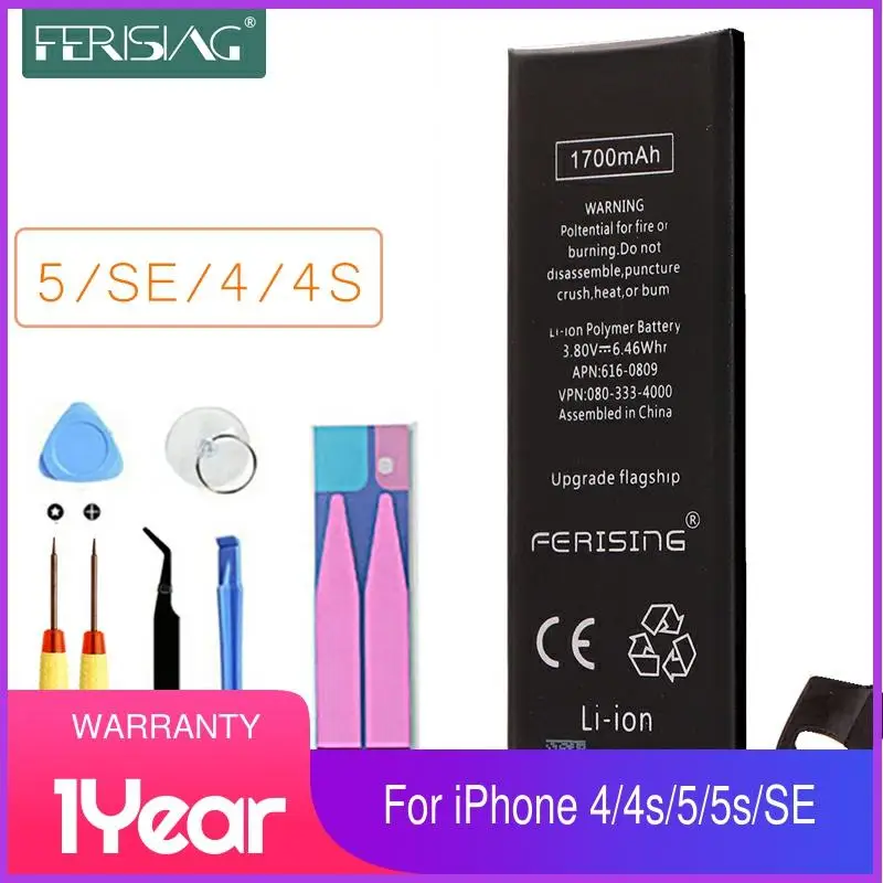 Зарядное устройство FERISING телефон батарея для Apple iPhone SE 5G 4 4G 4S 5 100%