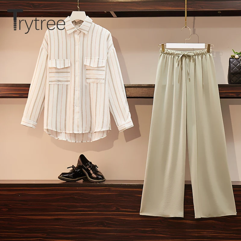 Trytree осенний Женский комплект из двух частей Повседневный отложной воротник