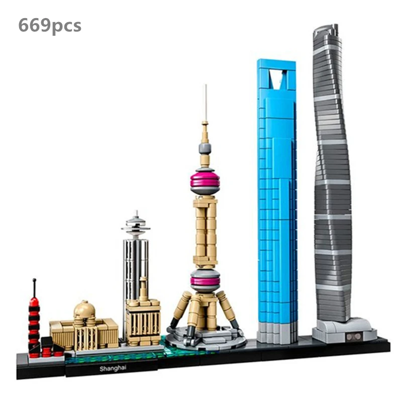 

Classic World Famous City Architecture Skyline Collection Shanghai Building Blocks Assembly Model Kit Bricks DIY Kids Toys Gifts