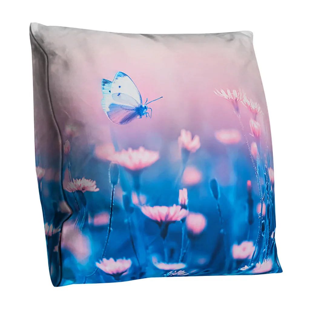 Чехол для подушки из полиэстера с цветочным принтом двусторонний чехол