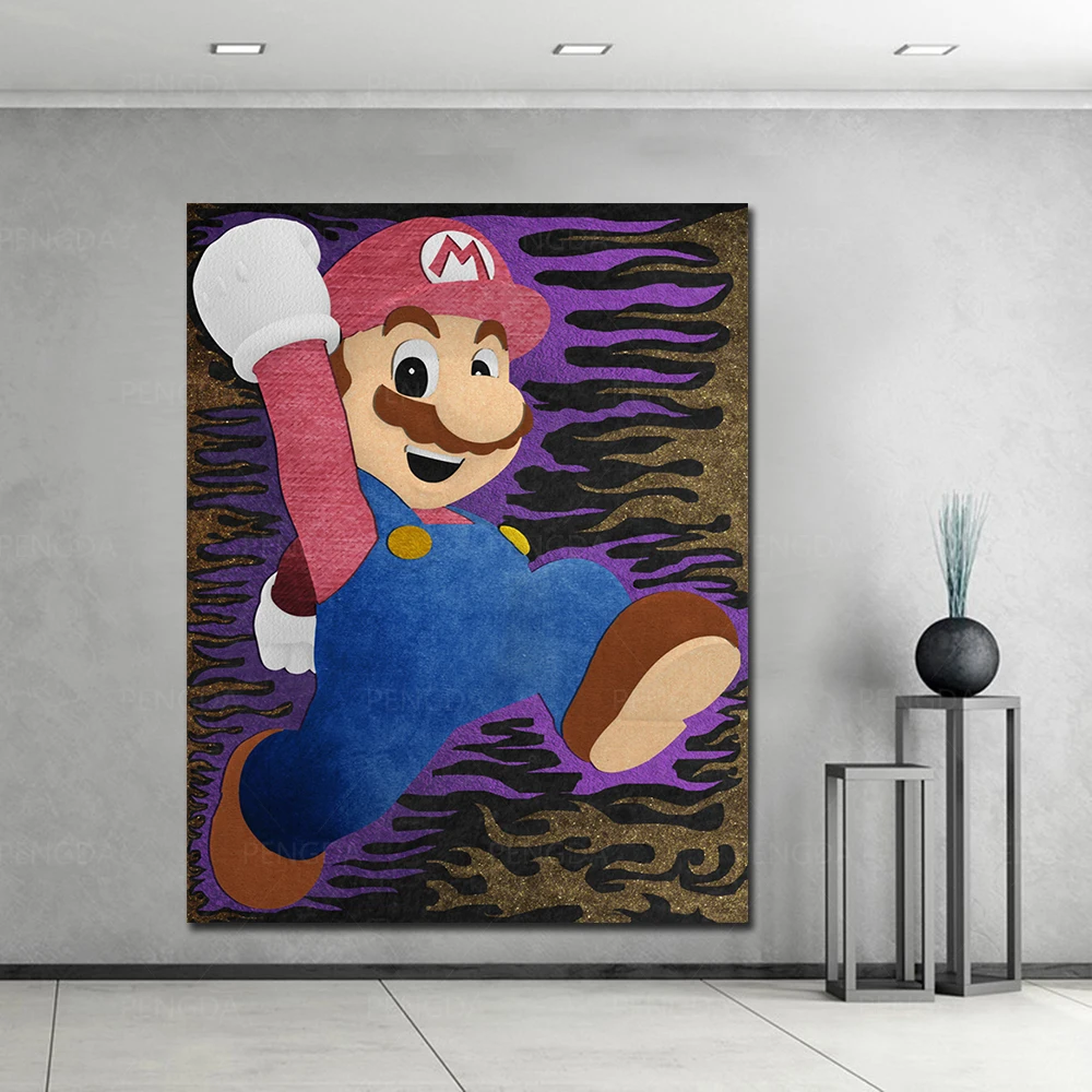 Мультфильм Марио Красная шляпа HD хлеб принты домашний декор живопись плакат