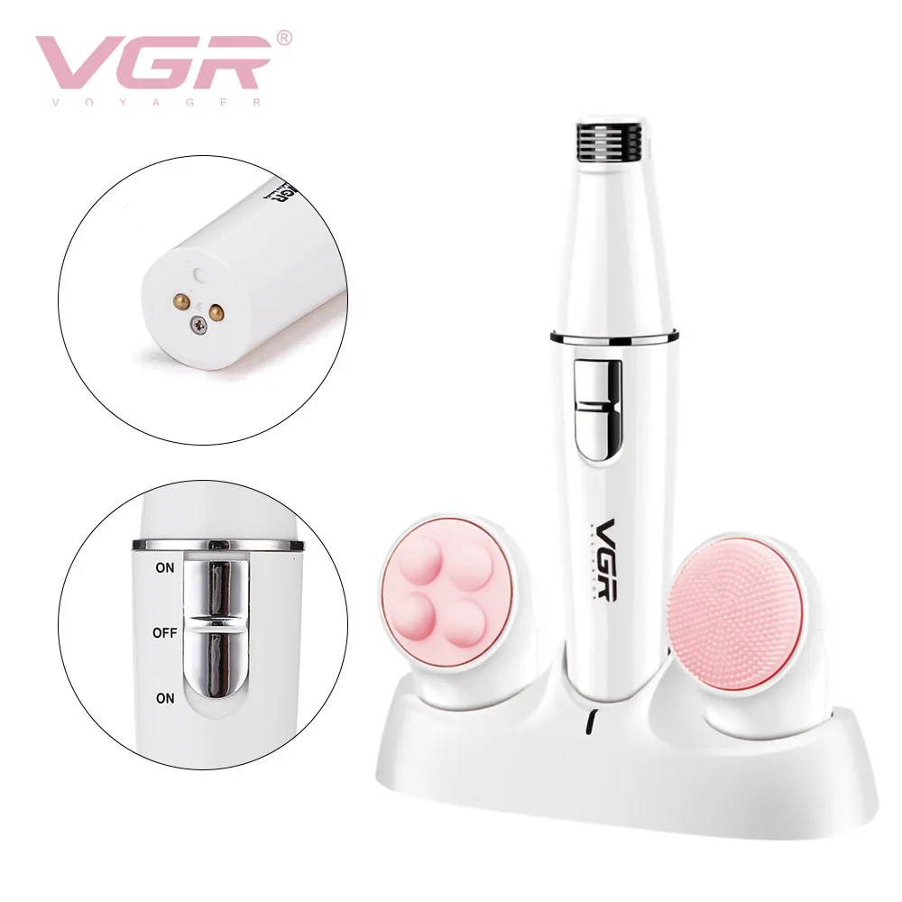 

VGR Epilator Electric Multifunctional 3 In 1 Facial Cleansing Massage Brush Female Hair Removal Machine V-800