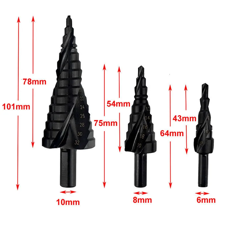 Набор ступенчатых сверл LAMEZIA комплект из 3 насадок быстрорежущей стали и кобальта