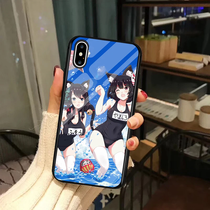 7 Чехол из закаленного стекла для телефона для мобильных игр Azur Лейн для iPhone 11 Pro Max X XS Max XR 6 6s 7 8 Plus, сексуальный Чехол для мобильного телефона - Цвет: 7