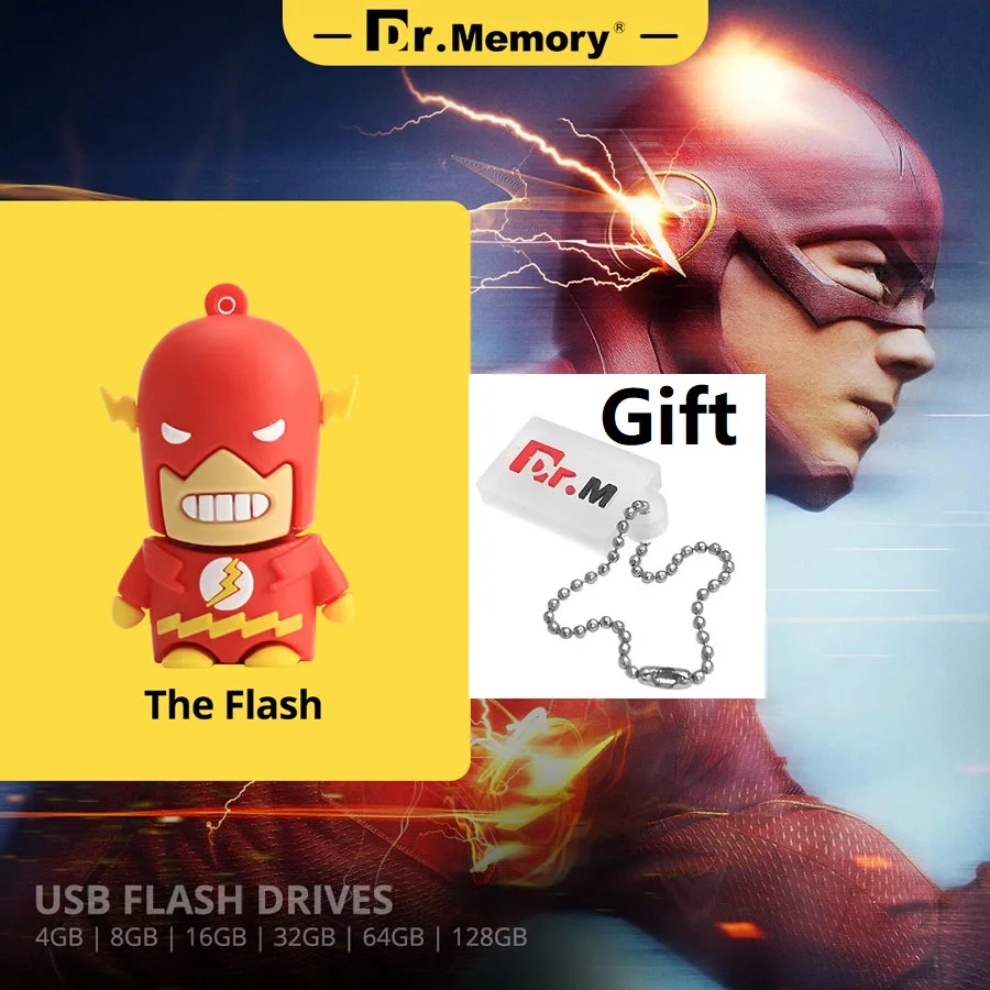 the flash Usb флеш-накопитель Бэтмен 32 Гб USB флеш-накопитель Росомаха 16 Гб Флешка 8 ГБ 4 ГБ флеш-карта usb 2,0 64 ГБ USB флешка 128 ГБ Личная авторучка - Цвет: the flash