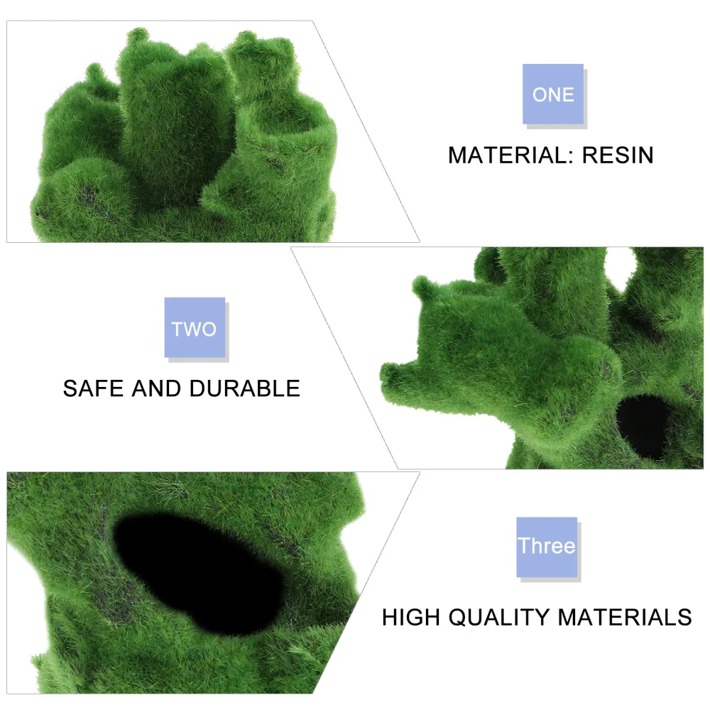 

Fish Tank Landscape Decoration Hideaway Simulation Resin Wood Cave with Moss