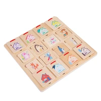 wooden animal matching puzzle toy montessori right brain development training memory board instant palace grid focus game toy