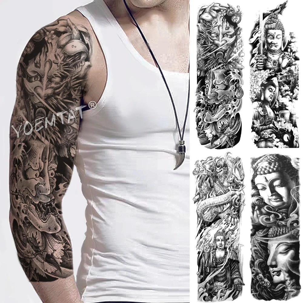 Тату наклейка с большими рукавами водостойкая Временная имитация тату рисунком