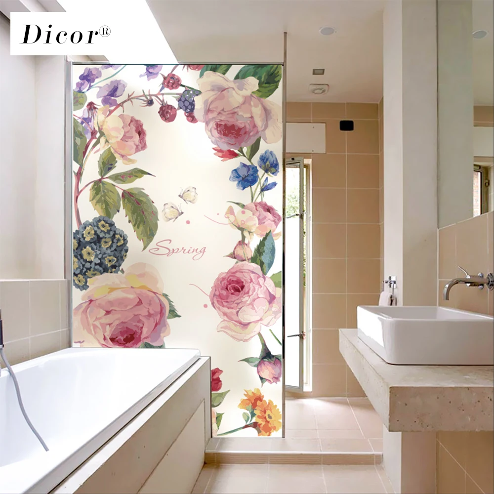 DICOR цветная Пионовая оконная наклейка Цветочная пленка витражная Наклейка