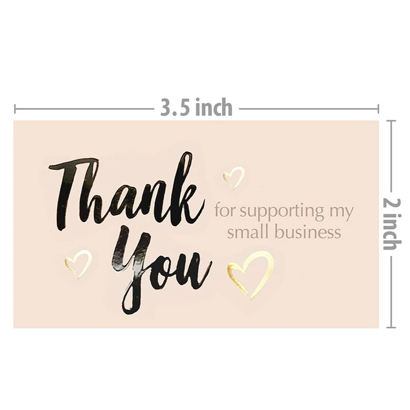 

50 pcs/lot Thank You for Supporting My Small Business Cards Golden Plated Appreciate Greeting Card for Customers Sale Package