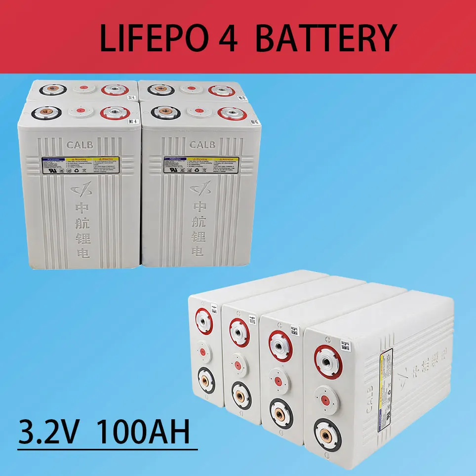 

4Pcs 3.2v 100ah Lifepo4 battery 12v100AH Lithium iron phosphate cell batteries NEW CALB ca100 Plastic for solar RV pack to 24V