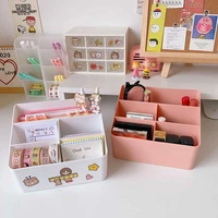 5in1 kawaii plastic desk pen holder pencil makeup storage box desktop organizer notebooks case school office stationery supplies