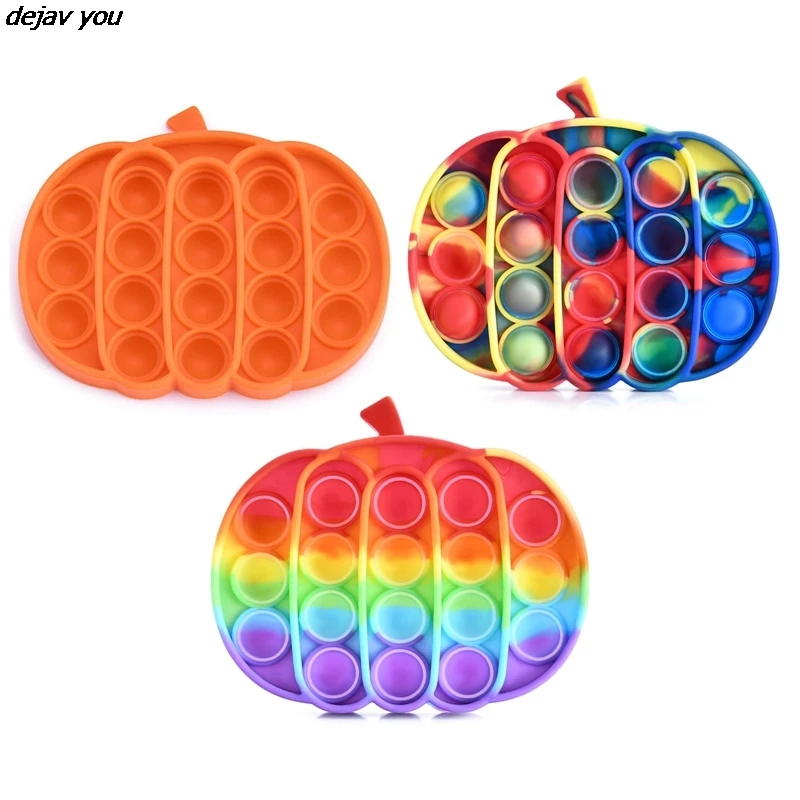 

New Halloween Pumpkin Push Bubble Fidget Toys Anti Stress Silicone Autism Fingertip Decompression Toy