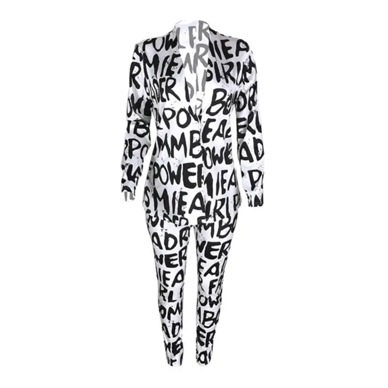 2019 комплект женской одежды с буквенным принтом Модный повседневный осенний