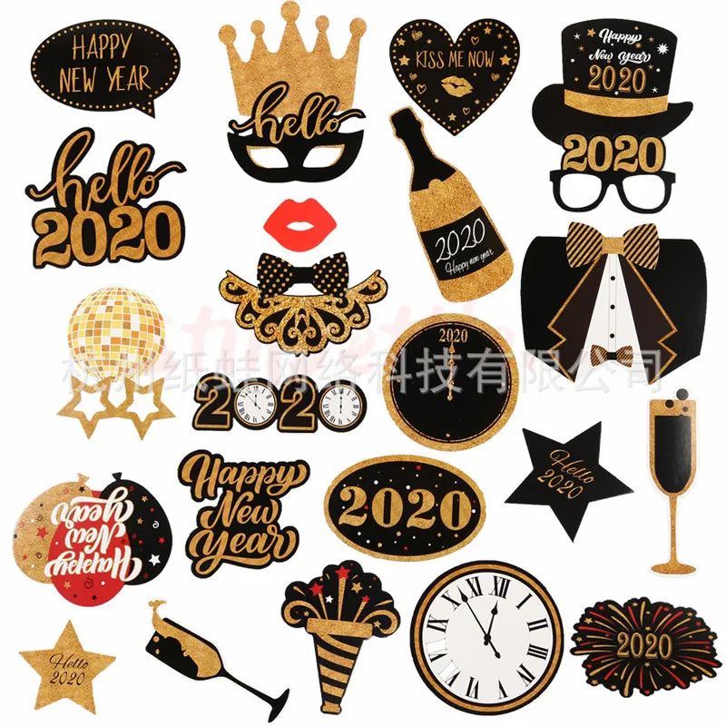 2020 с Новым годом украшение для вечерние черная Золотая фольга шарики в виде