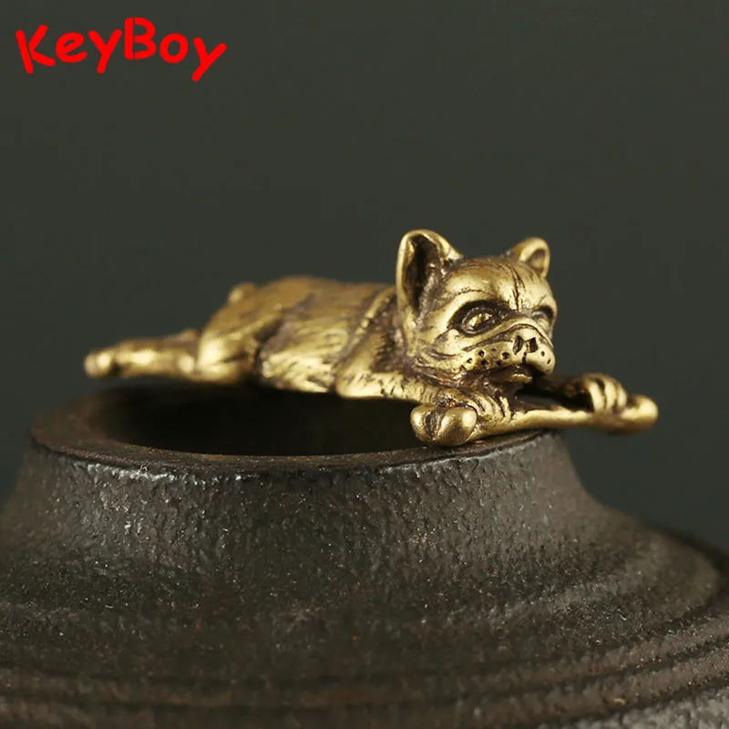 Цельные латунные милые Подвески с собаками для брелоков Lucky Dog Bone автомобильные