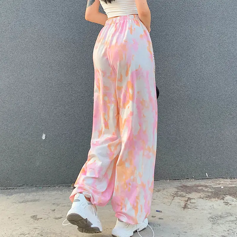 

Брюки-джоггеры женские с принтом, уличная одежда в стиле хип-хоп, повседневные шаровары с завышенной талией и эластичным поясом, весна/осень