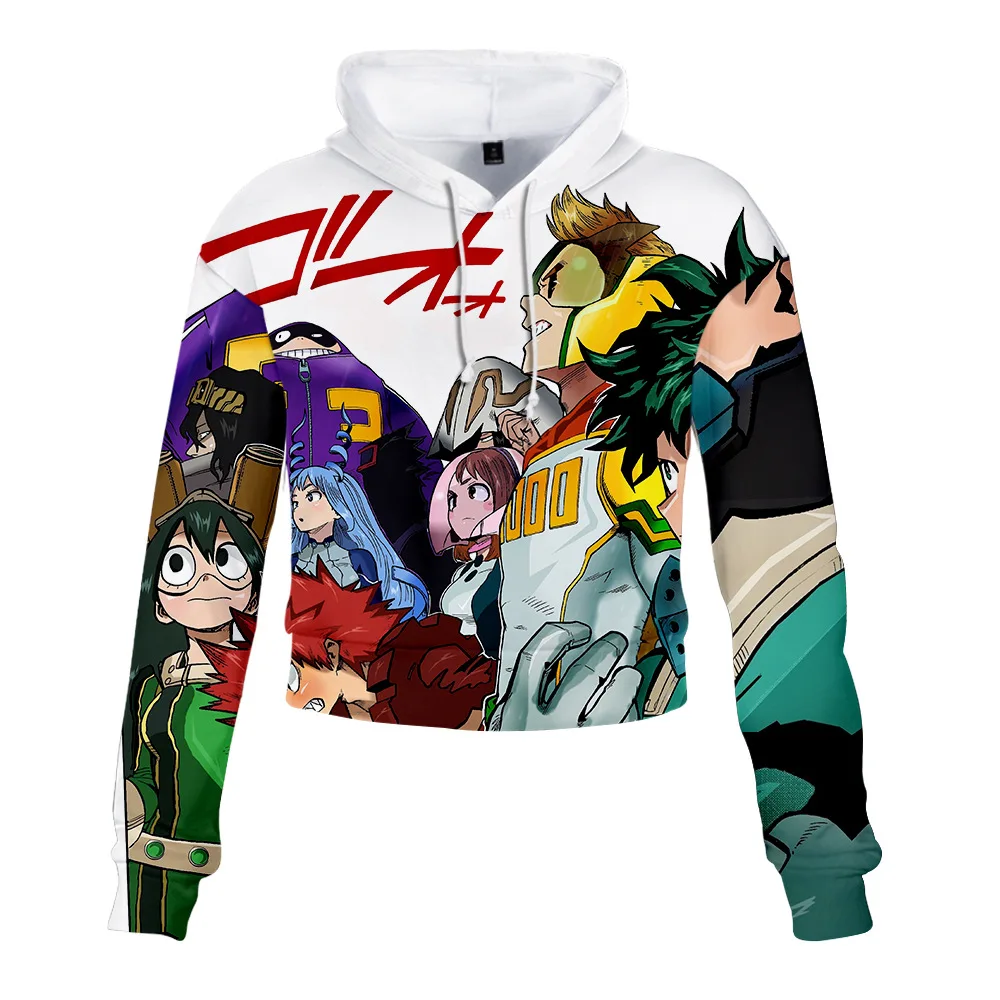 Укороченный топ с капюшоном для девочек женские толстовки 3D принтом Мой герой