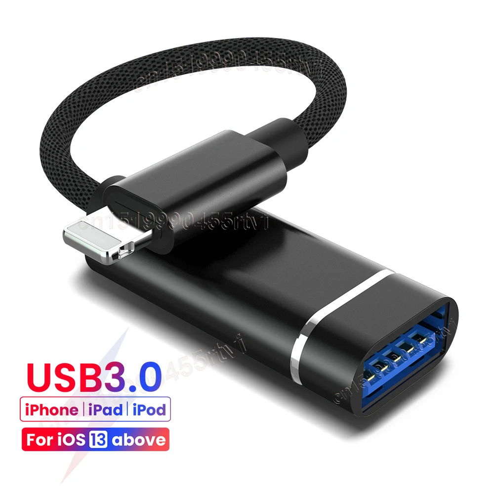 Кабель-адаптер OTG с 8 контактами на USB 3 0 для iPhone 13 12 11 Pro Max Xs XR 7 Plus iPad iOS и выше мыши