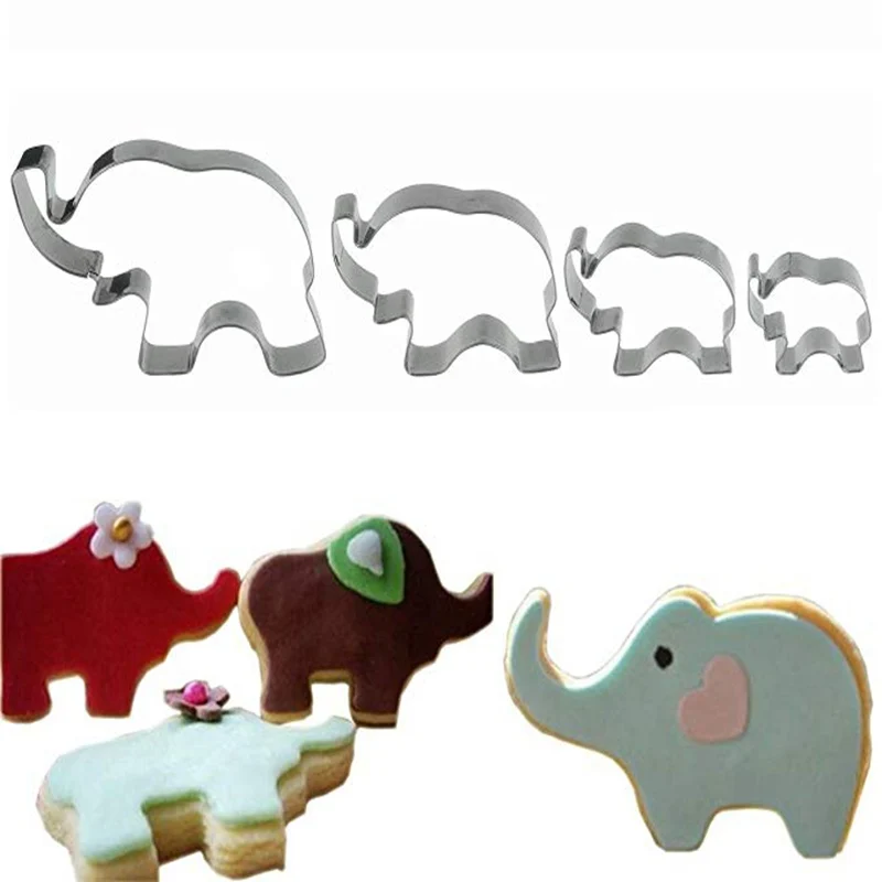 4 упаковки набор форм для резки печенья в виде слона торт из нержавеющей стали