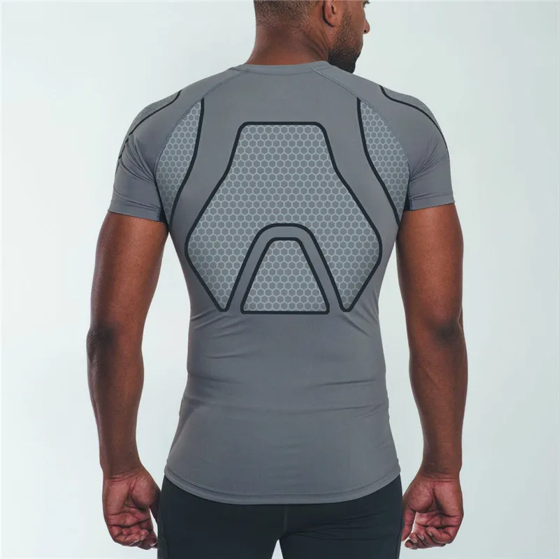 

Compression Quick dry T-shirt Men Running Sport Skinny Short Tee Shirt Male Gym Fitness Bodybuilding Workout BrandTops Clothing