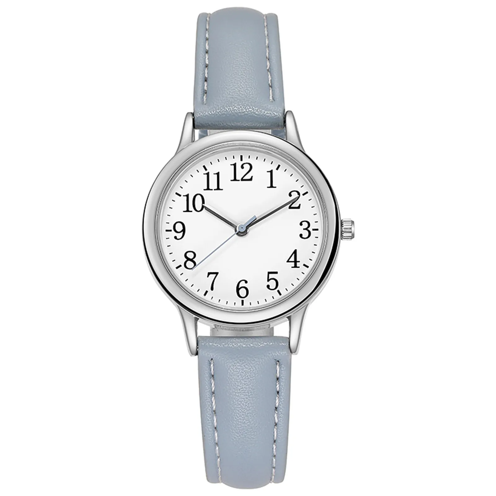

2021 New Brand Japan Movement Women Quartz Watch Easy to Read Arabic Numerals Simple Dial PU Leather Strap Lady Candy Color #3