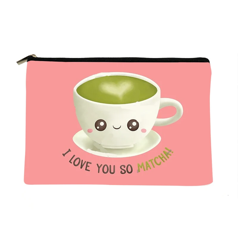 

Women Cute Matcha cup Printed Make up bag Fashion Women Cosmetics Organizer Bag for Travel Colorful Storage Bag for Lady Bag