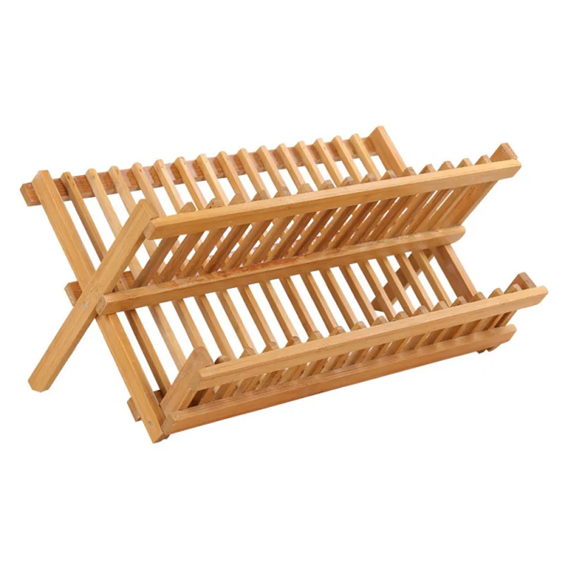 

Wooden Dish Drying Rack Collapsible Compact Dish Rack Bamboo Dish Drainer