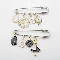 disney cartoon alice pins clock poker metal badge brooch girl bag clothes anti empty accessories decoration gift
