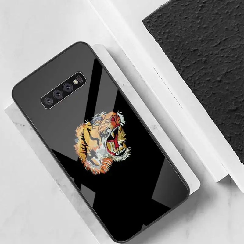 

Cute Animal Tiger Phone Case Back Cover For Samsung Cases S20 Plus S10 NOTE 8 9 10 10PRO Tempered Glass Soft Silicone Edge