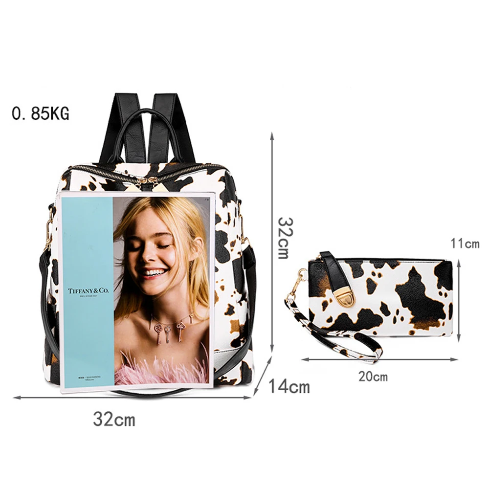 Винтажный Модный женский рюкзак сумка леопардовые школьные сумки для девочек