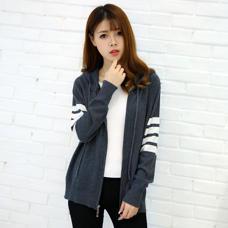 

SHZQ Hot Sale Long Sleeve Spring Autumn woman Wool Sweaters TB Style Brand New Women Knitted Zipper Cardigan Sweater Fashion Top