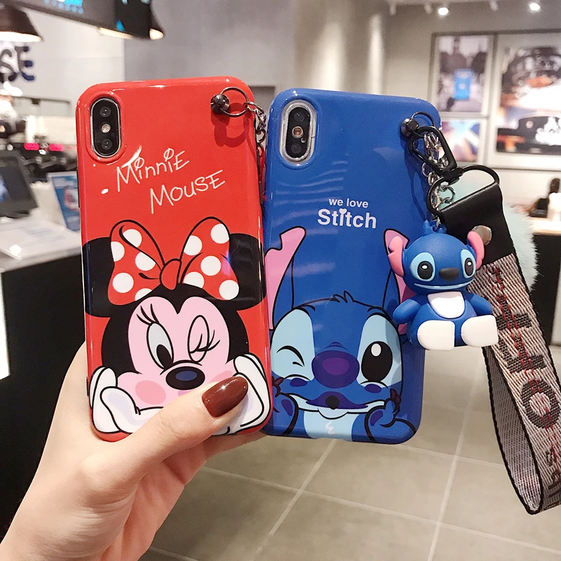 3D мультфильм маленький Стич волосы мяч шнур силиконовый чехол для iPhone 7 8 X XR XS MAX 6 plus samsung Galaxy S10 S9 S8 Note 9 чехол