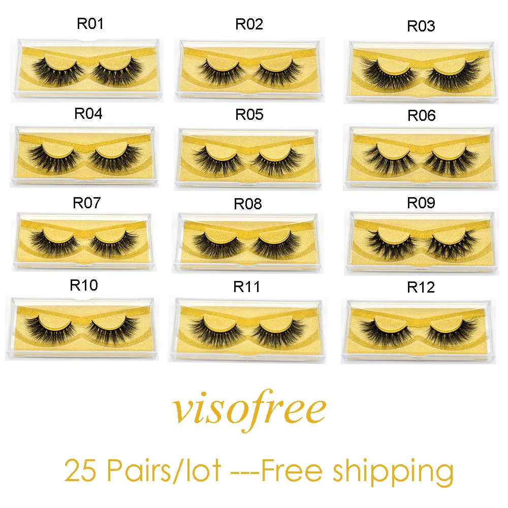 Visofree 25 парт/Лот ручной работы объемные мягкие ресницы 100% жестокость бесплатно