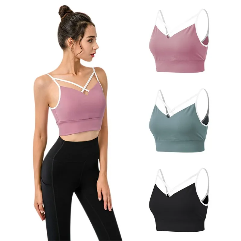 

Women's Back Bra Women's Fitness Running Tank Top Sports Underwear Shockproof Nylon Bra