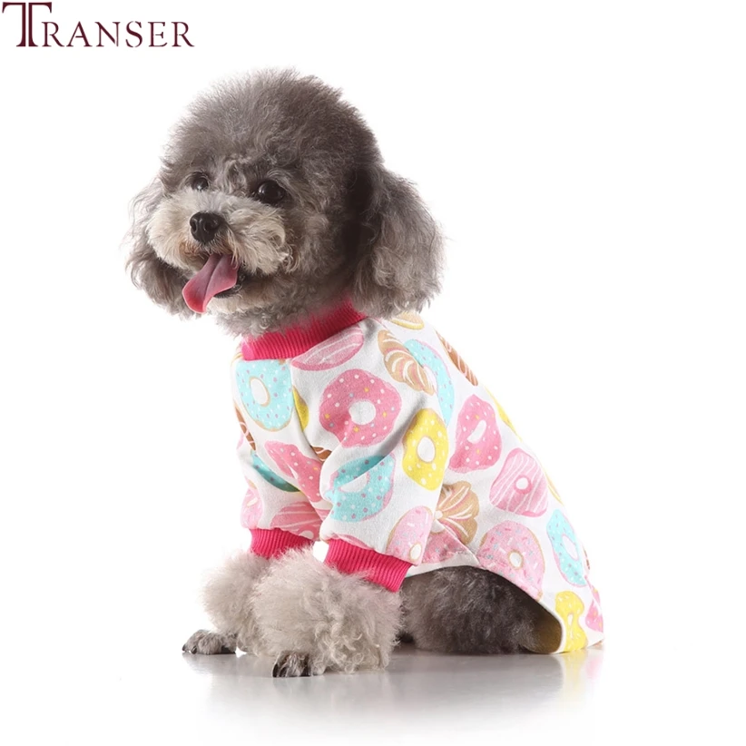 Transer принт пончиков Розовая Одежда для собаки хлопковый женский комбинезон