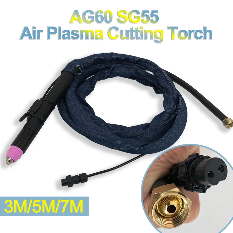 50/60 Amp SG55 AG60 Air Plasma Cutter Cutting Torch 3M/5M/7M Fit Plasma Cutter Machine AG60 Consumables