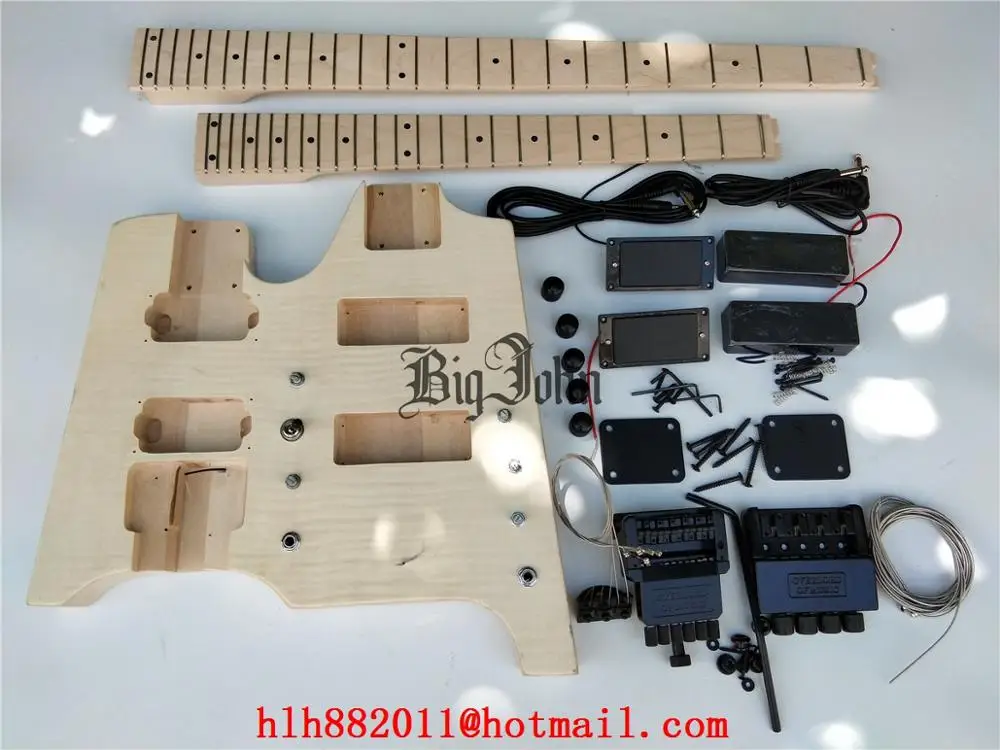 Полуготовая электрическая гитара с двойной шеей 6-струнная и 4-струнная басовая