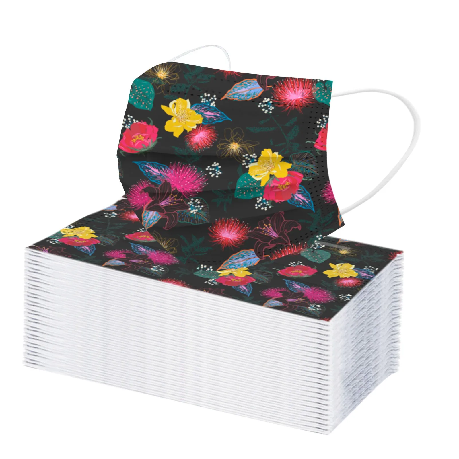 

50pc Adult Flower Print Disposable Face Masks Mascarillas Adultos Disposable Mask Mascarilla Infantil Adult Disposable Face Mask
