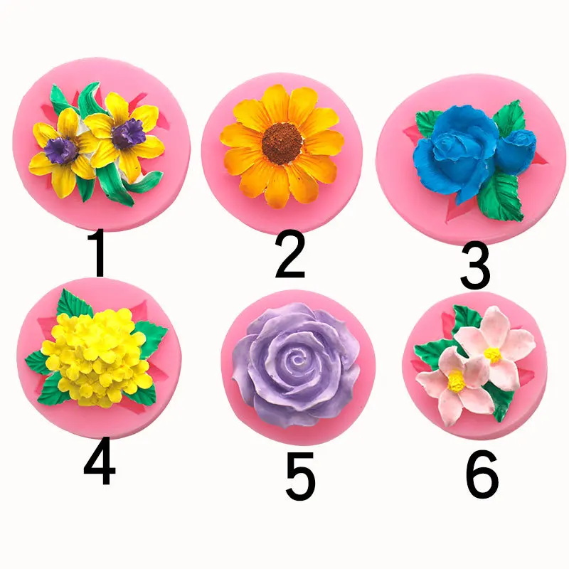 

3D Three-dimensional Peony Rose and Tillian Flower Silicone Mold Turn Sugar Cake Decoration Silicone Baking Mold Soap Mold