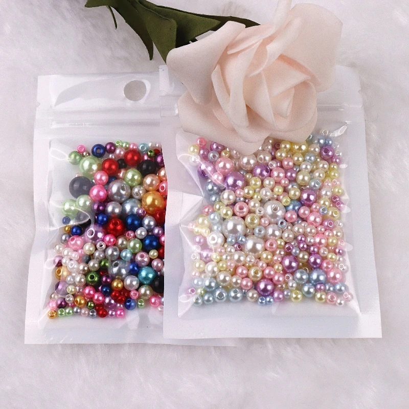 150-200Pcs/Bag Multi Size 3-8mm Round Imitation Garment Pearl With holes For DIY Art Necklace Fashion Jewelry Making Accessories | Дом и сад