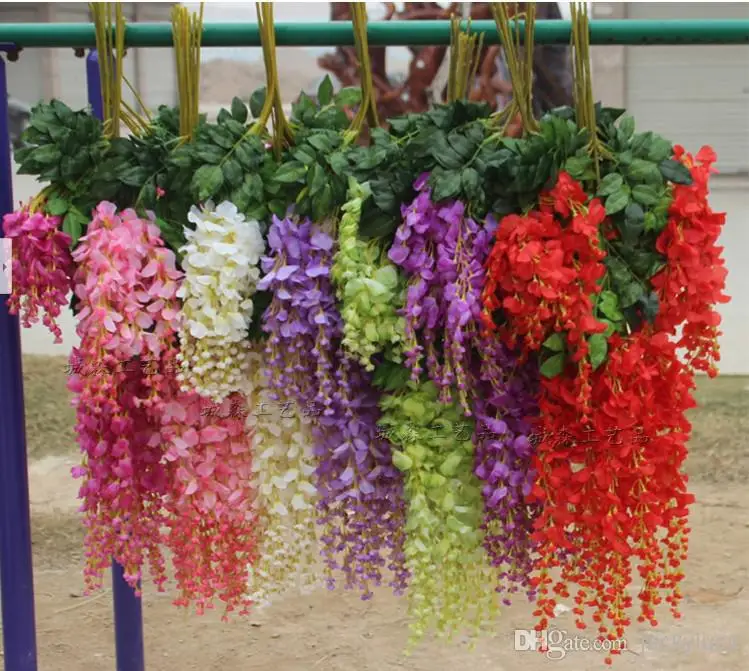 

Artificial Silk Simulation Flowers Beautiful Wisteria Flowers Vine Birthday Christmas Ornaments For Party Wedding Decoration